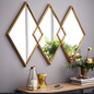 Diamond Reflection Wall Mirror Set – Geometric Glass Home Decor (Set of 3)