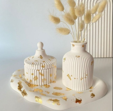 Luxe Ceramic Vase & Storage Jar Set – Gold Foil Decorative Home Accent